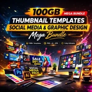 100GB Thumbnail Templates, Social Media & Graphic Mega Bundle